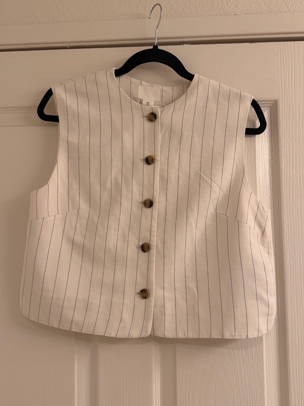 H&M White Vest with Navy Pinstripes